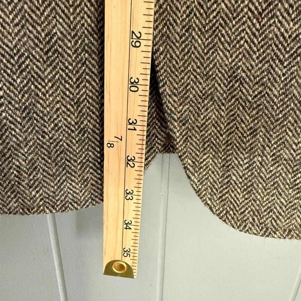 JOS ABANK Harris Tweed Blazer 44L Herringbone Wool Sport Brown Coat Horn Buttons